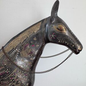 Vintage Brass Horse with intricate etching